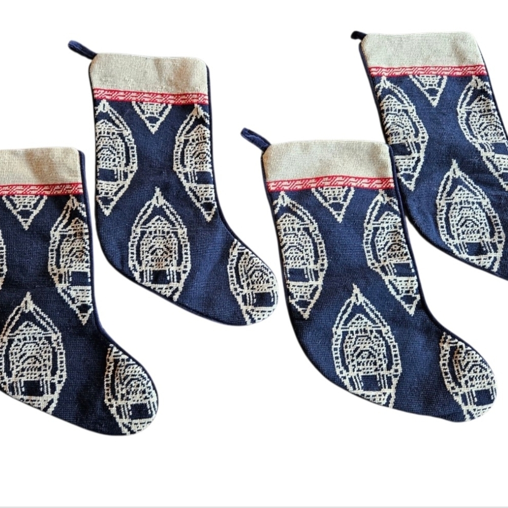 Lands' End Vintage Needlepoint Christmas Stockings, Set Of 4